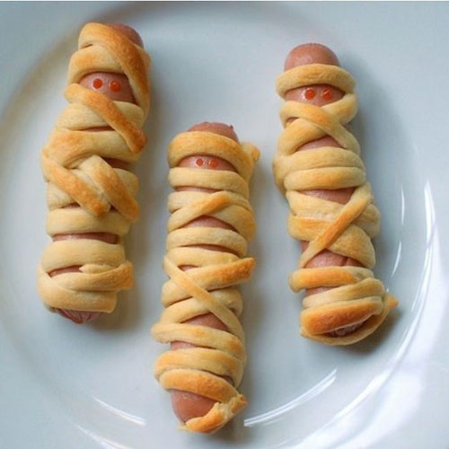 Friday Five: Frightening Finger Foods for Halloween - hot dog mummies
