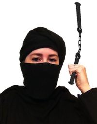 The author Robyn Norgan dressed as a ninja