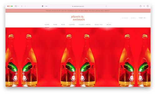 screenshot of Plants and Animals website's homepage