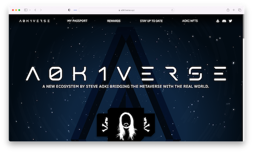 screenshot of A0k1verse website's homepage
