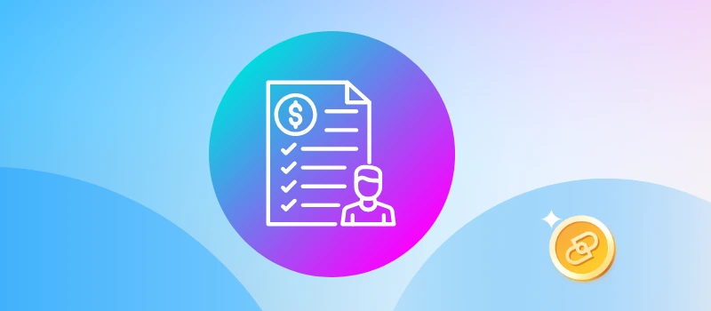 How to Value a Domain Name: checklist with a dollar icon and user silhouette in a circular gradient, symbolizing key valuation factors