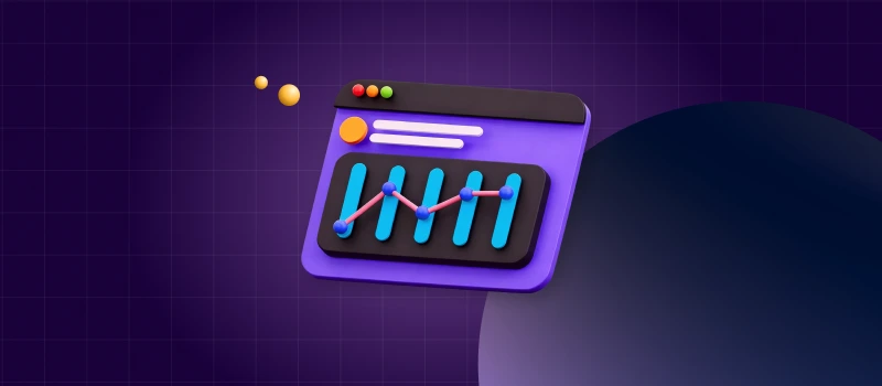 3D analytics window with rising line graph representing performance tracking and optimization in how to increase the value of domain name.