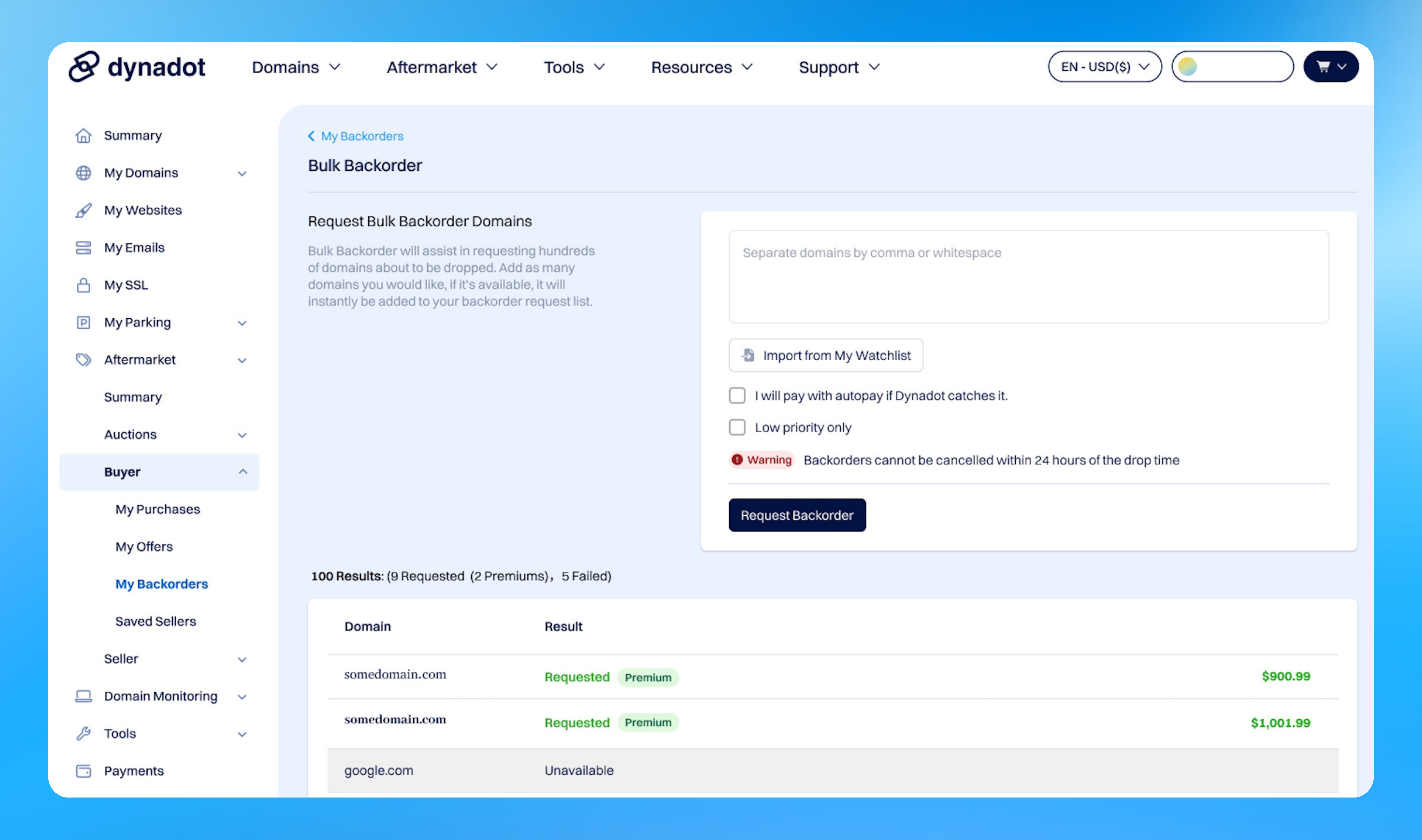Backorders are organized into one tidy section, with a few helpful additions