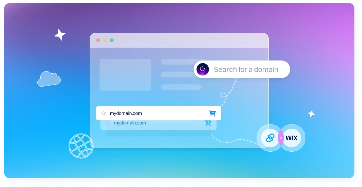Image showing search bar "search for a domain"