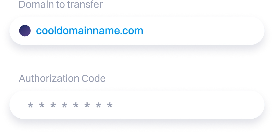 transferring the cooldomainname.com domain name with authorization code entered