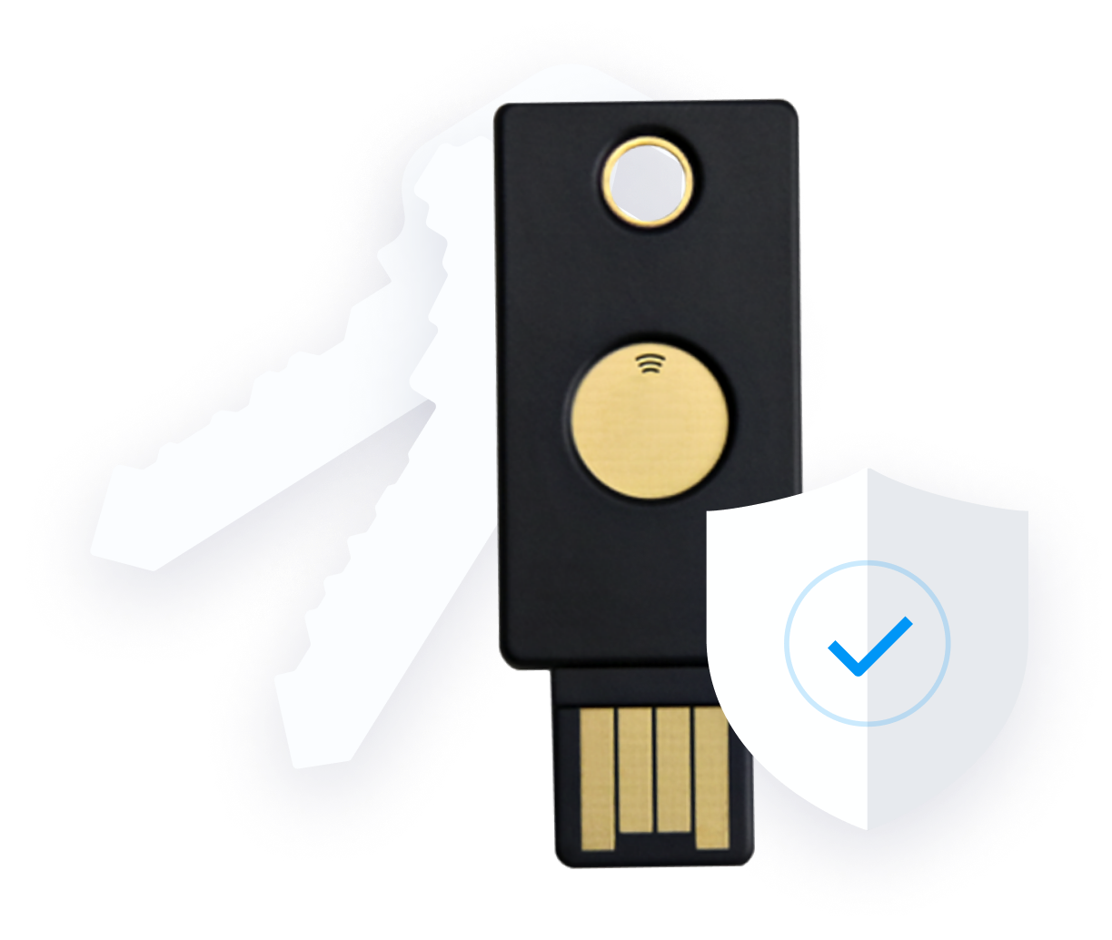 security key login device with protection shield icon