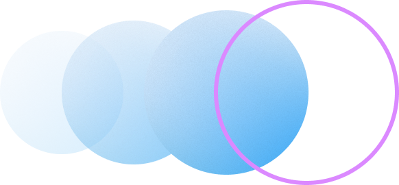 Abstract overlapping blue gradient circles with a highlighted purple outline, representing focus or selection.